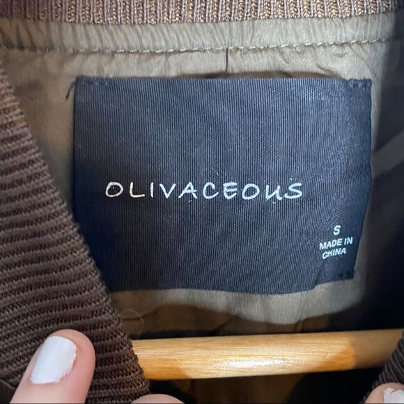 Olivaceous Brown Satin Bomber Jacket Embroidered women's size Small - Picture 8 of 8